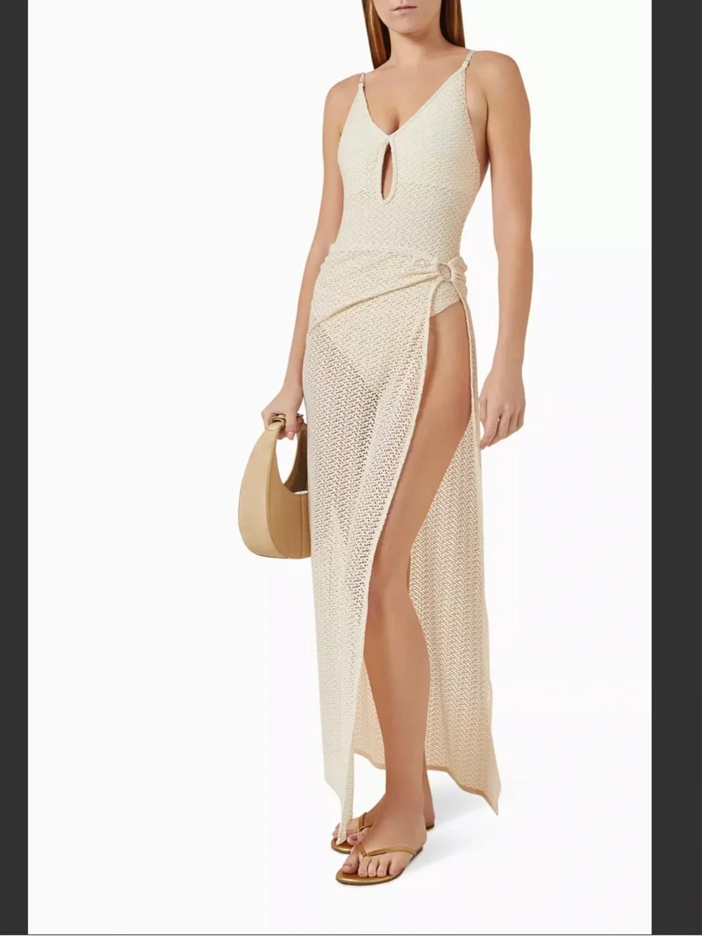 NWT Anthropologie Palmacea Cream Crochet Look Swim Cover‎ Up Skirt 2X Maxi